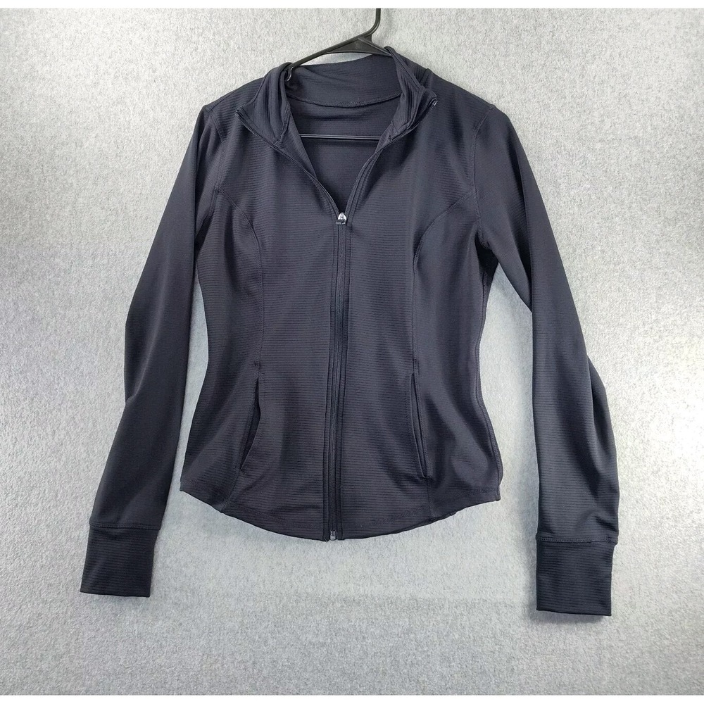 ✔️🧥🚨🆒Womens Back‎ "V" Track Jacket Size S 📸SEE PICS📏📸 Black Workout 🚨